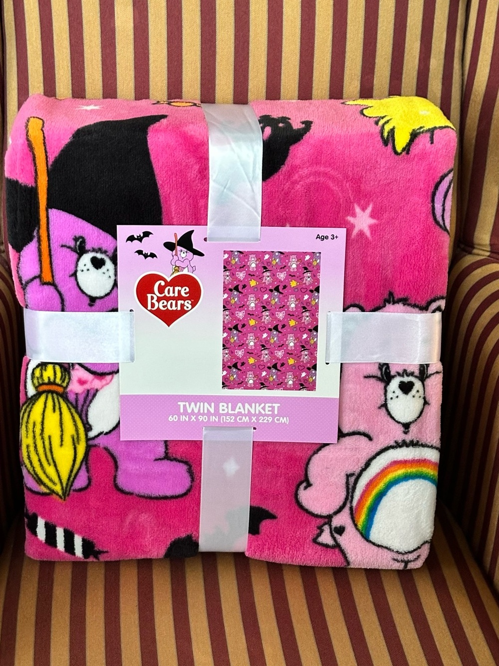 New Care Bears Adorable Pink Halloween Fun Themed Twin Blanket 60” x 90”
